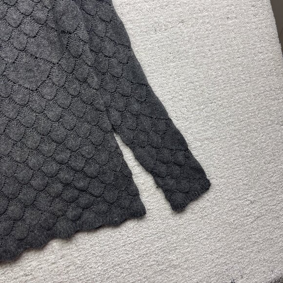 Alfred Sung Cable Knit Crochet Style Women Sz M Grey Charcoal Long sleeve - Picture 4 of 9